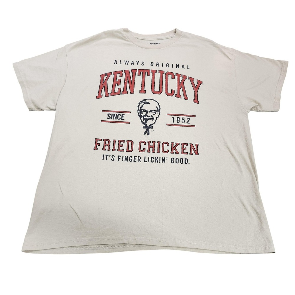 KFC Shirt Mens XL Beige Kentucky Fried Chicken Colonel Sanders Graphic Tee Top
